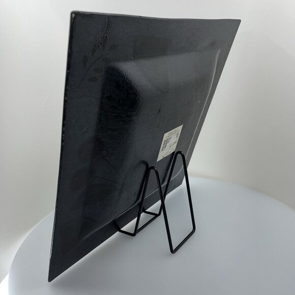 Large 14" Recessed Square Platter Vibrant Fused Glass Fruit on Black Background - Picture 5 of 9